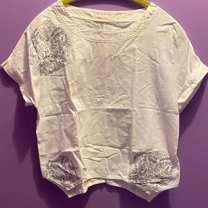 White Floral Short Sleeve Top